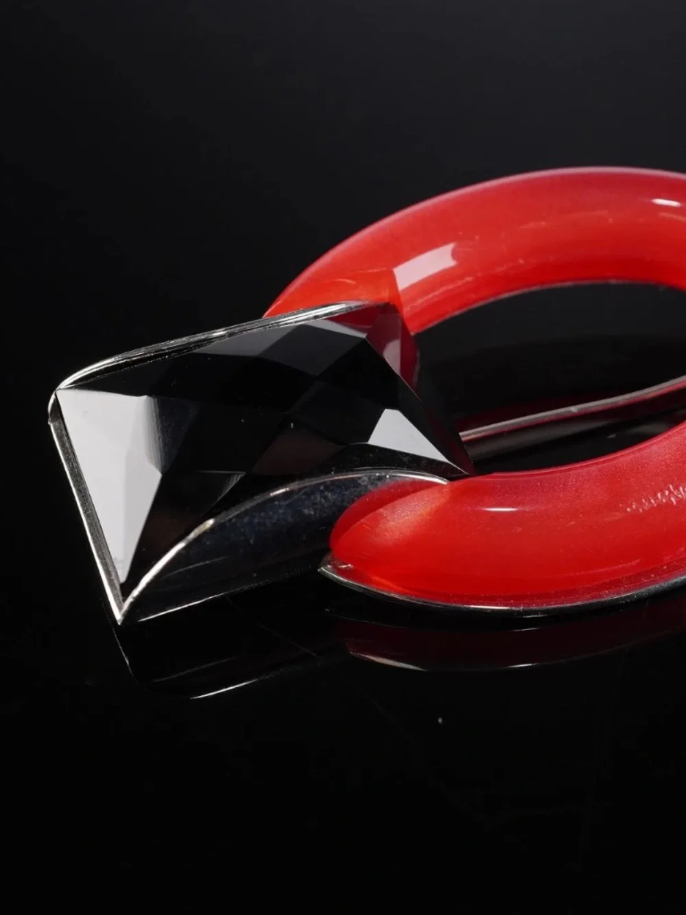 Giorgio Armani Runway F/W 2011 Red Resin & Black Crystal Brooch